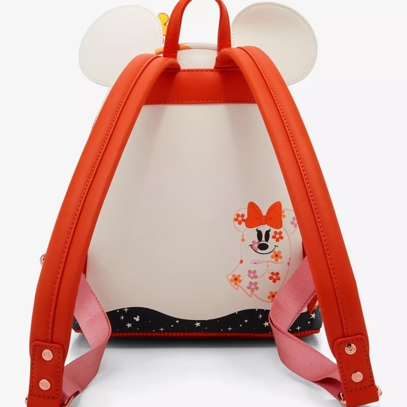 Loungefly Disney Minnie Floral Pumpkin Light-Up Glow-In-The-Dark Backpack SET - Picture 4 of 11